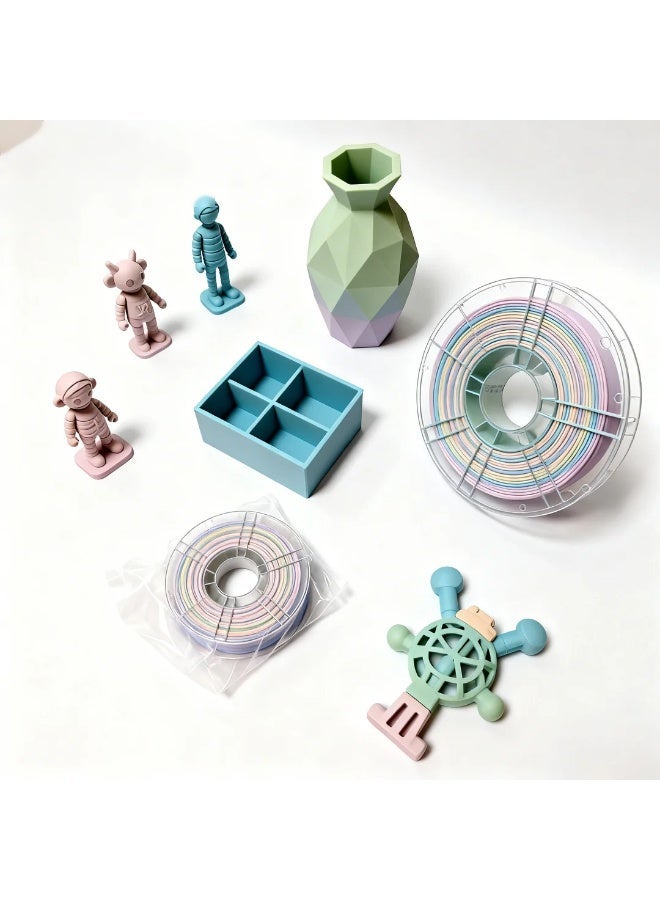 وبوت جي سي سي خيط طباعة ثلاثية الأبعاد PLA مطفي متدرج الألوان (قوس قزح) مقاس 1.75 مم وزن 1 كجم لطابعات FDM، مادة PLA سهلة الطباعة ببثق مستقر وقطر متناسق وتشطيب مطفي ناعم مع انتقال ألوان سلس للنماذج الزخرفية والتعليمية والطباعة اليومية - Image 4